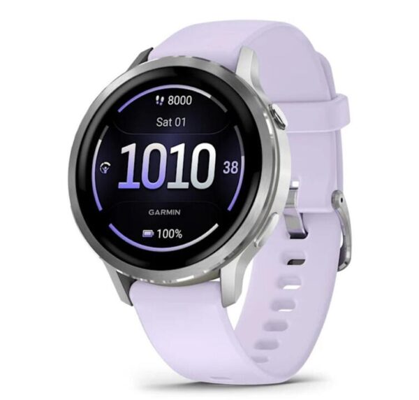 Garmin Venu 4 Fitness Smart Watch - 41mm - Silver with Periwinkle Silicone Band