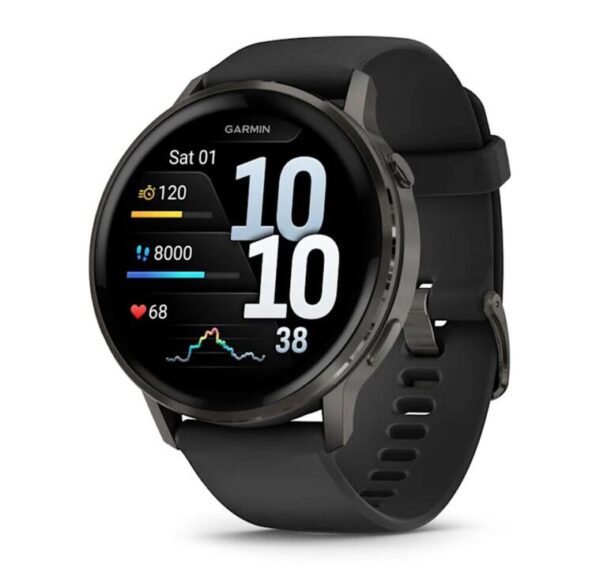 Garmin Venu 4 Fitness Smart Watch - 45mm - Slate with Black Silicone Band